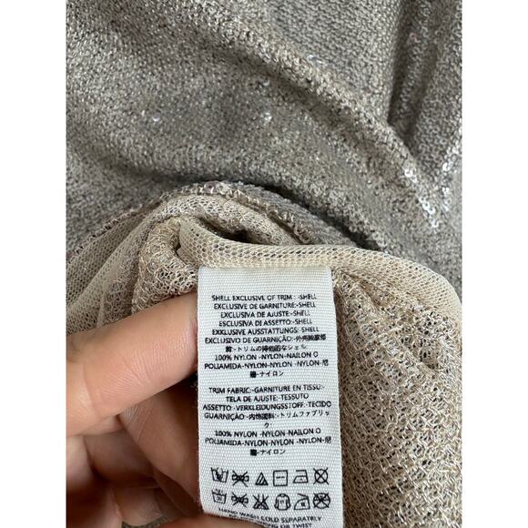 Free People Champagne Dreams Tee Small Neutral Gold Sequin Oversized Cropped - Picture 6 of 13